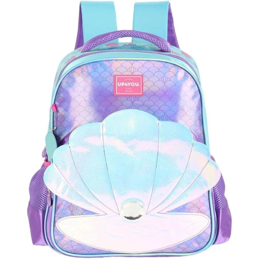 Mochila Escolar Infantil Luxcel Sereia Mermaid com Alça de Mão e Compartimento Principal Estampa