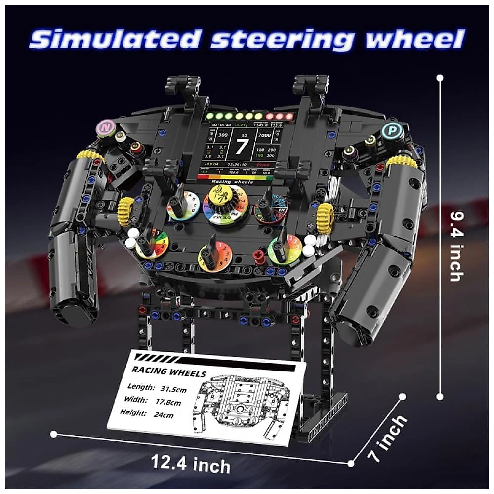 Kit de Construção STEM Volante F1 – Modelo de Rodas de Corrida com 833 Peças, Blocos Realistas para Montar e Decorar, 6+ anos