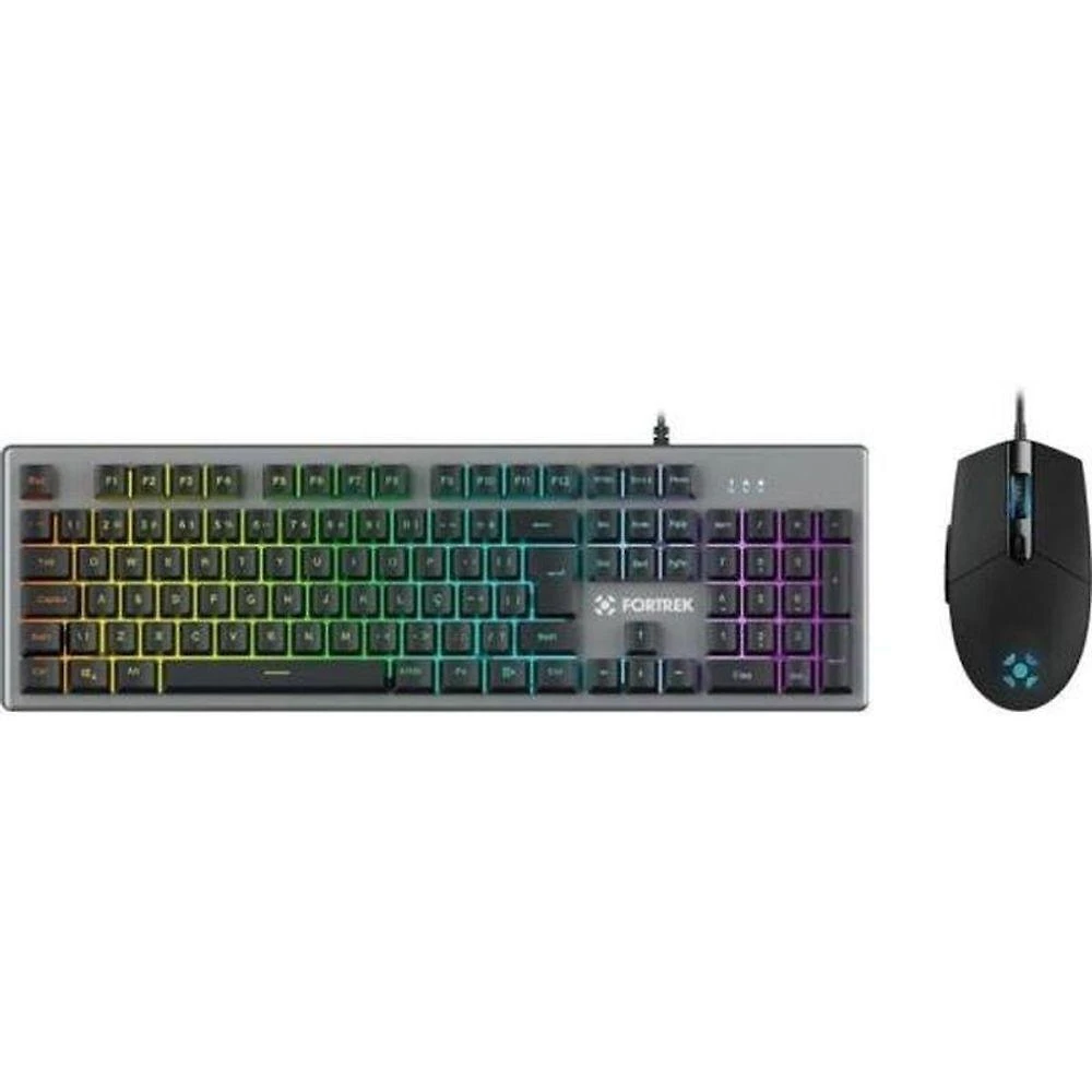 Miniatura Kit Teclado E Mouse Gamer Fortrek Ranger Rainbow Rgb Grafite