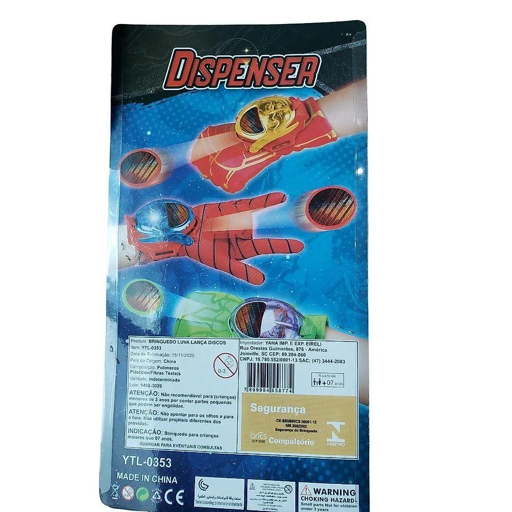 Luva Homem Aranha Luz E Som Lança Discos Vingadores