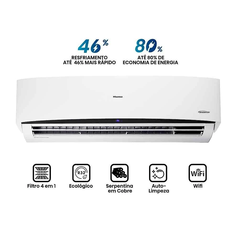 Ar Condicionado Split Hi Wall Hisense Connect Inverter 36.000 Btus Frio 220V R-32