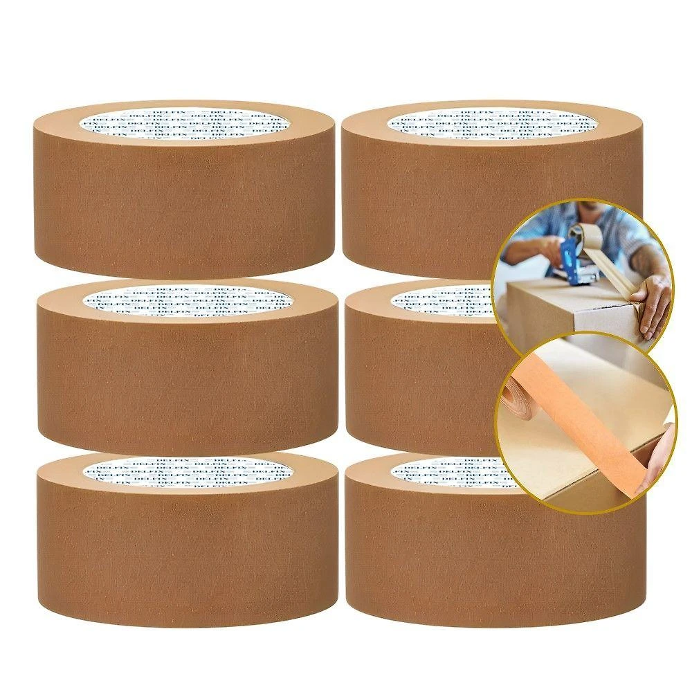 6 Fita Kraft Crepada Adesiva 45mmx40m Marrom Para Caixas Molduras Super Aderente Delfix