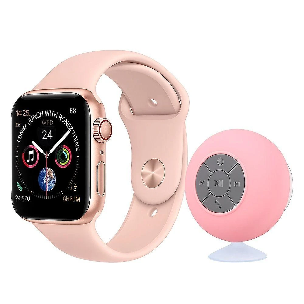 Relógio Smartwatch W34 Tela Hd 1,54 Rosa + Caixa De Som Bluetooth