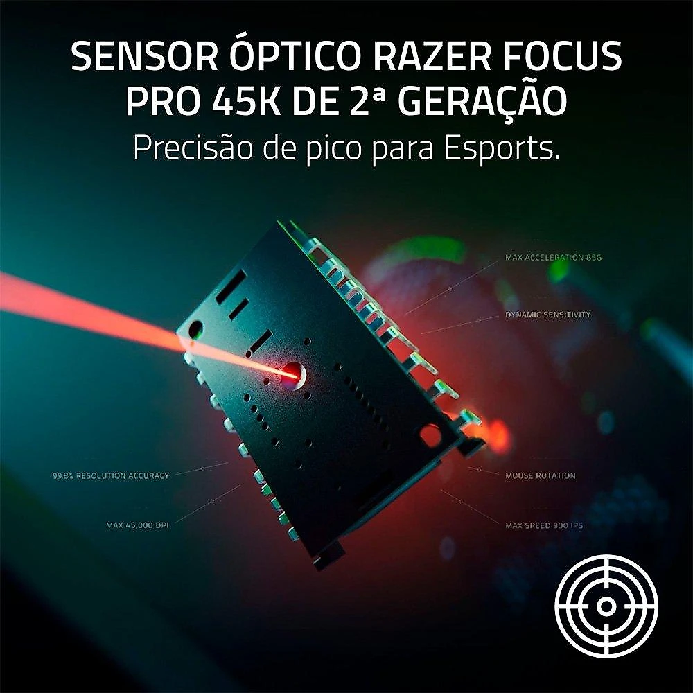 Mouse Gamer Sem Fio Razer DeathAdder V4 Pro, 35000 DPI, Ultra-Leve, Sensor Óptico Focus Pro, Branco - RZ01-05330200