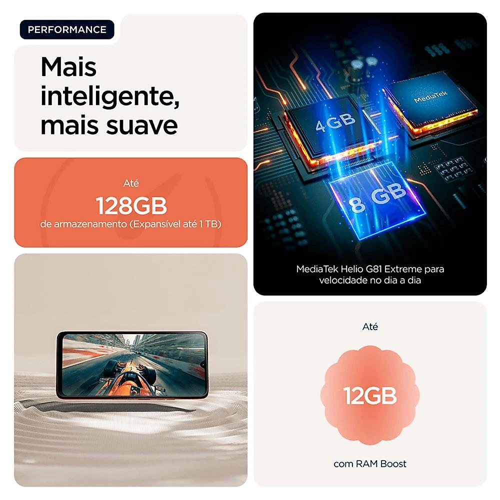 Smartphone Moto G06 Motorola 6,9”, 128 GB, Android 15, Laranja