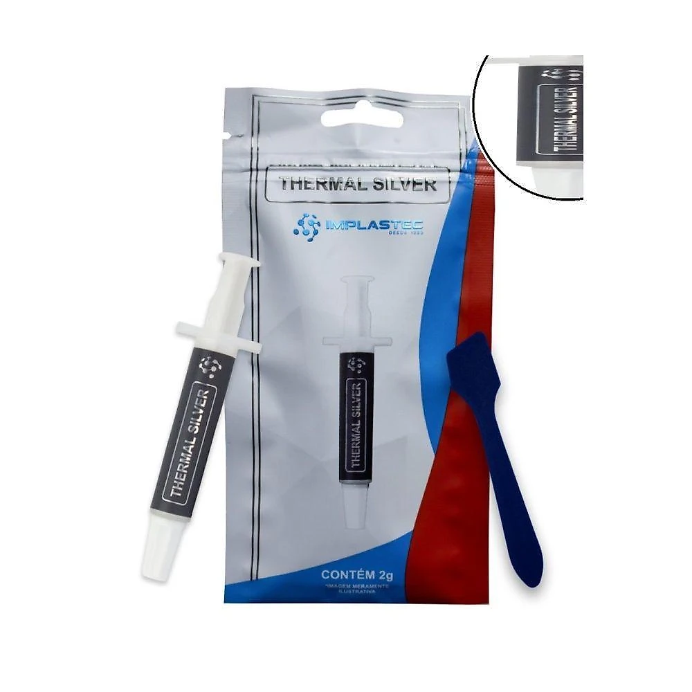 Pasta Térmica Thermal Silver 2 Gramas Alta Dissipação Cinza Implastec