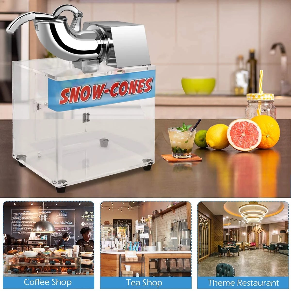 Miniatura Costzon Máquina de Raspadinha Industrial Aço Inoxidável 199 kg h 110V Prata