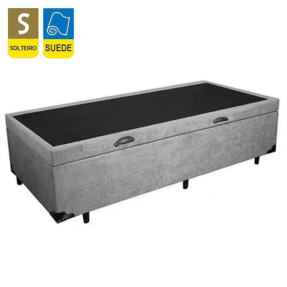 Cama Box Baú Solteiro Suede Sereneprime Cinza 88x188x44