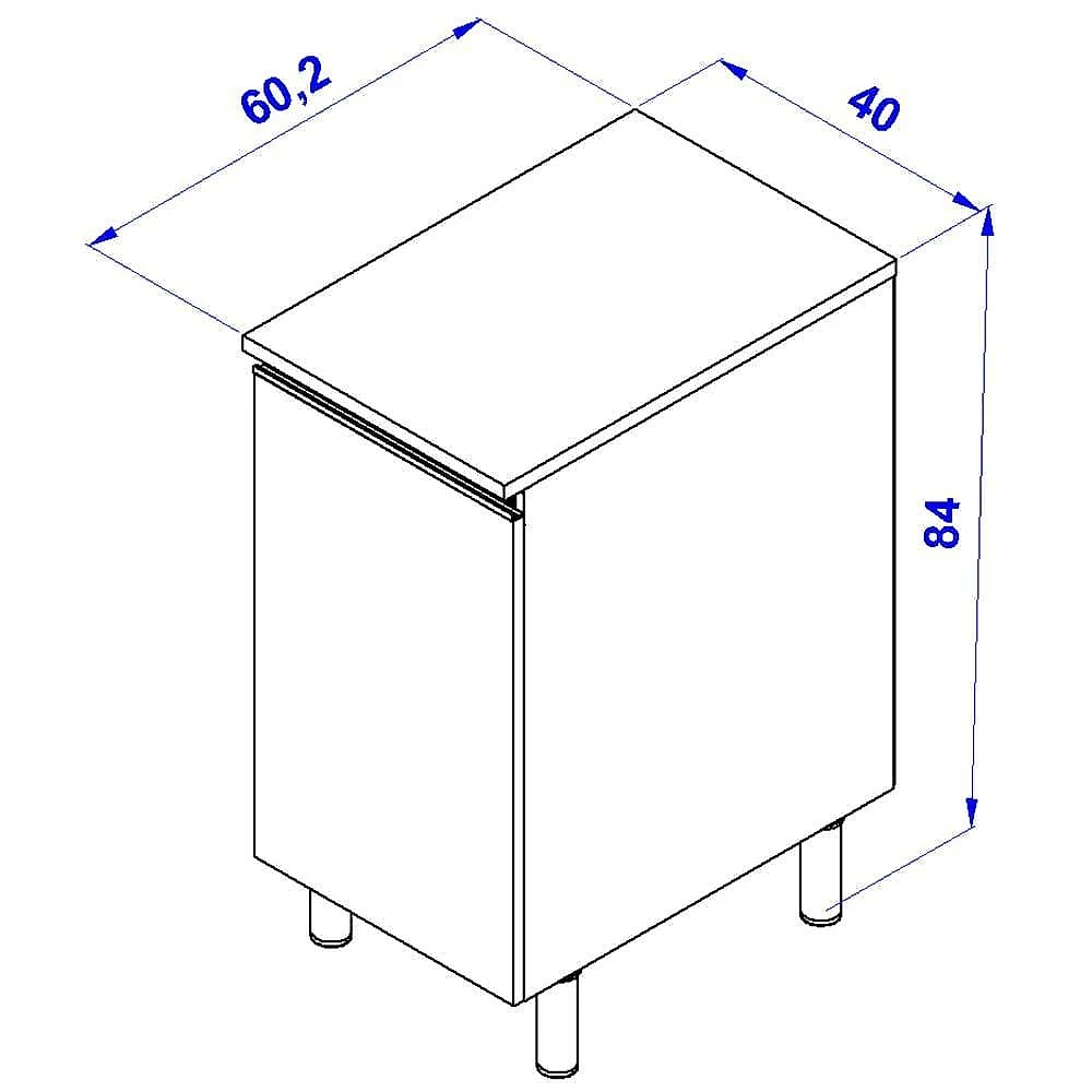 Balcão bartira cristal mdp 15mm com 1 porta e 1 prateleira - 40cm de largura