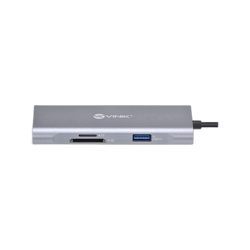 Hub USB Tipo C 7 em 1 HC-7 com 3 USB 3.0 Leitor SD TF HDMI 4K 30Hz Power Delivery 60W Vinik