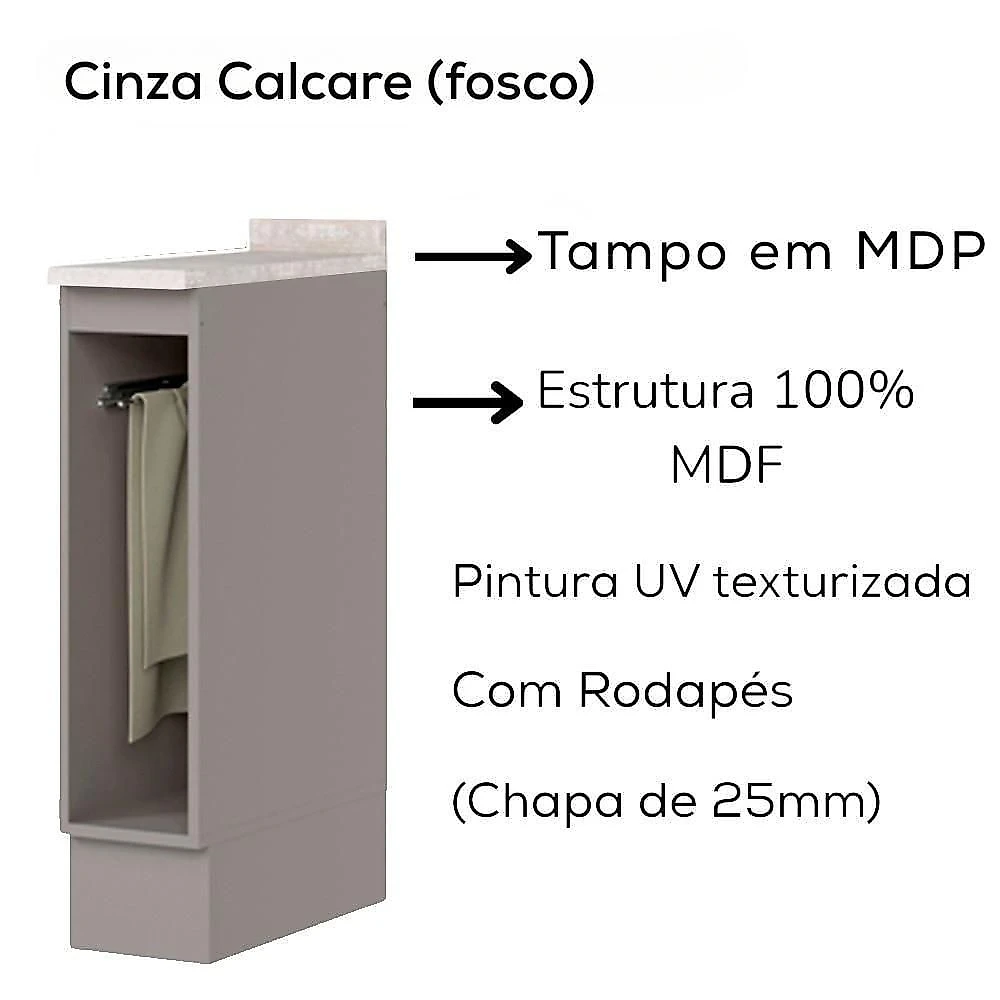 Bancada E Balcao Gourmet 146 Cm Ce817 Americana Cinza Calcare Henn