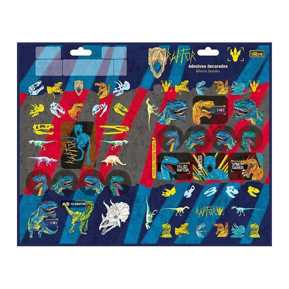 Adesivo Decorado Tilibra Duplo Raptor Papel Autoadesivo FORMATO 145MM X 232MM 1 FOLHA Estampa Única