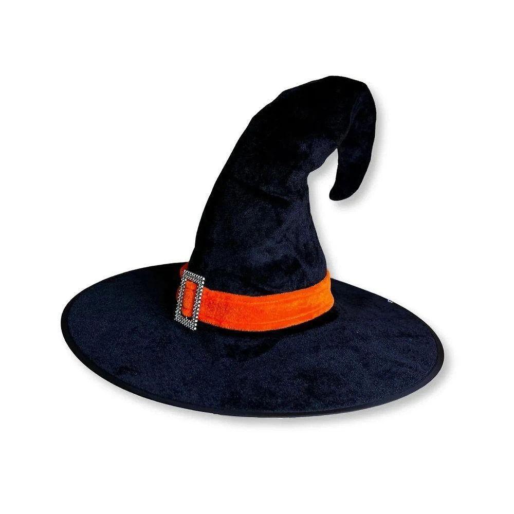 Chapéu De Bruxa Veludo Ponta Virada - Laranja - Halloween