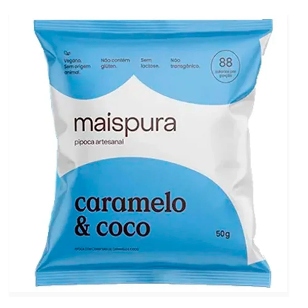 Pipoca Artesanal Mais Pura Sabor Caramelo e Coco 50g
