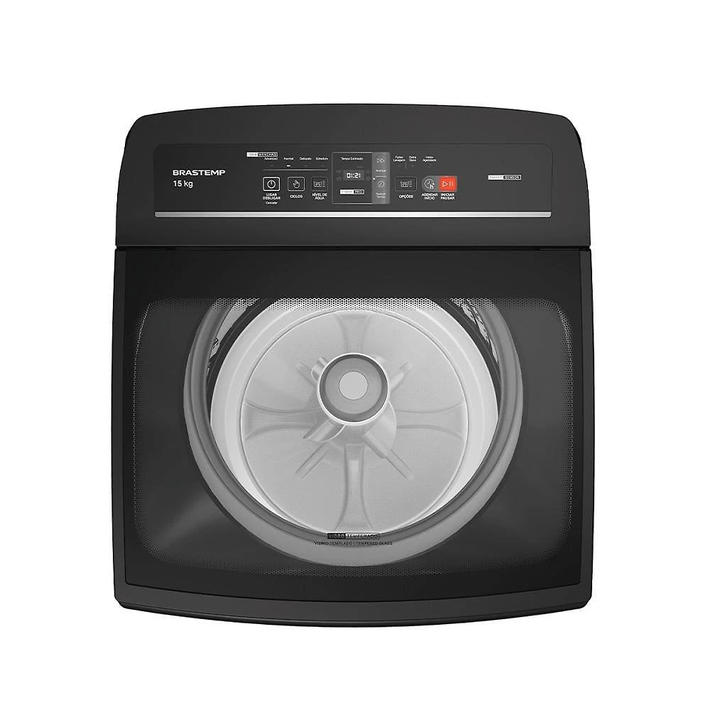 Lavadora de roupa brastemp 15kg bwt15a9 com smartsensor e ciclo tira manchas advanced – cinza