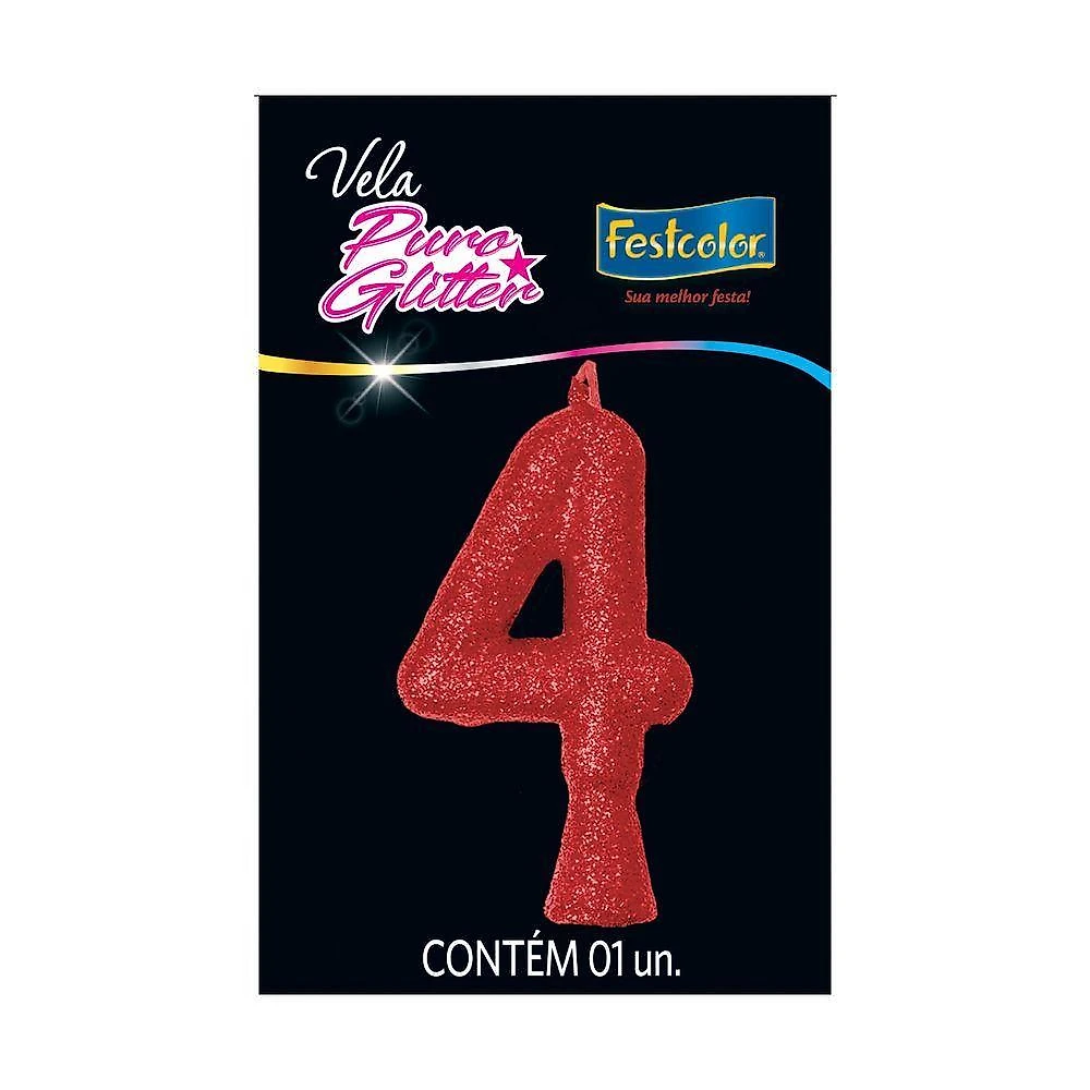 Vela De Aniversário Puro Glitter Vermelha Modelo ?