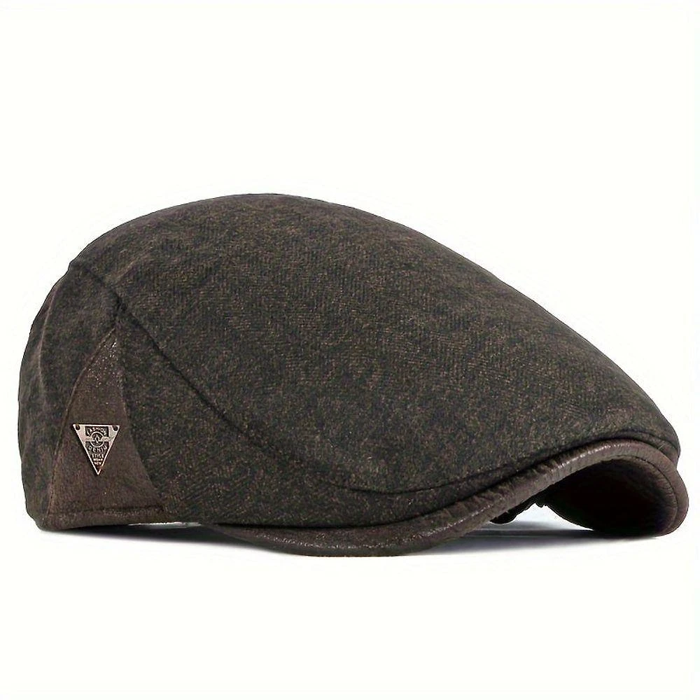 Boina De Outono Masculino Retro Ivy Estilo Gatsby Ajustável E Elegante Marrom
