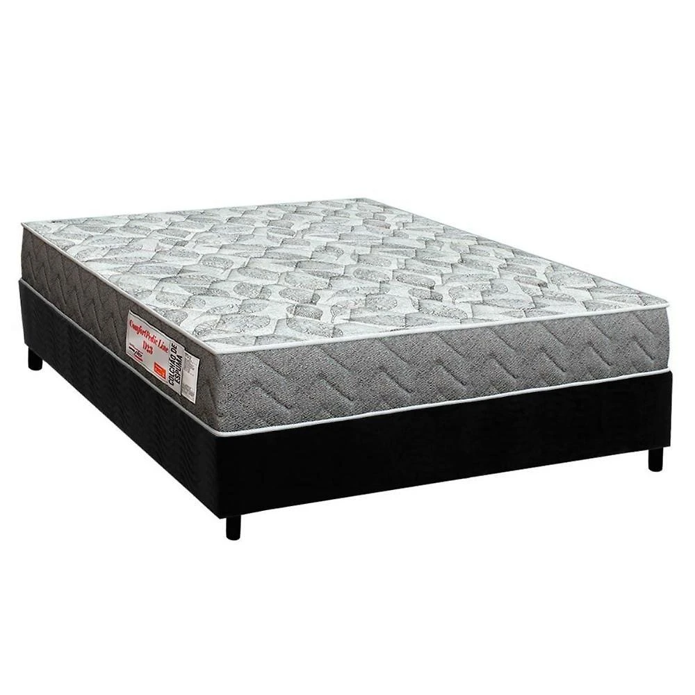 Conjunto Box Viúva: Colchão Espuma Orthoflex D23 Comfortpedic + Base Crc Suede Black (128x188)