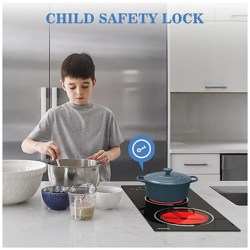 Cooktop Elétrico de 2 Bocas Embutir, Touch Control, Timer, Bloqueio de Segurança - Jessier