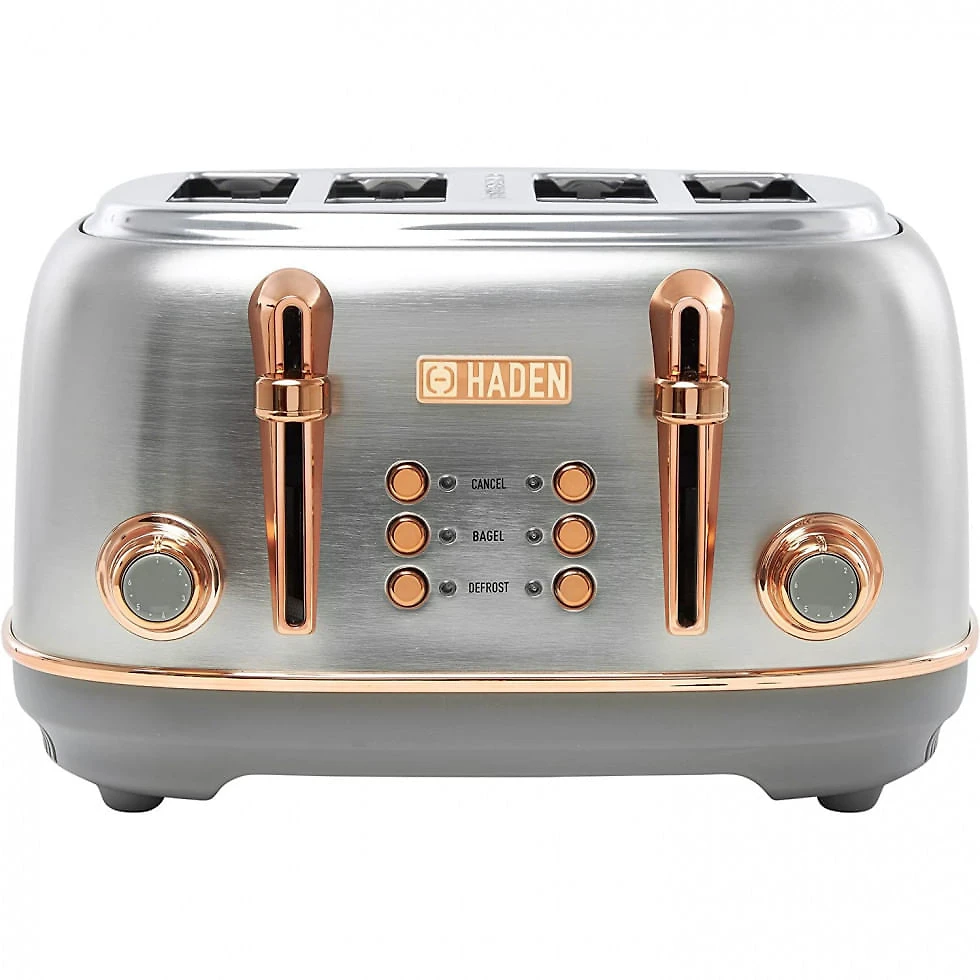 Haden 75104 Heritage Torradeira Retro Capacidade 4 Fatias, Aço Inoxidável 110V 1500W