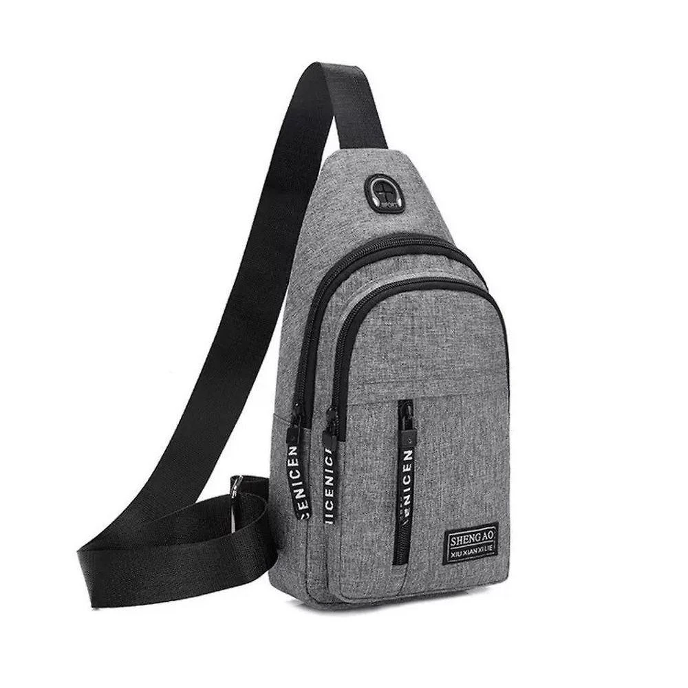 Bolsa Mochila Masculina De Peito Tiracolo Pochete Bolsa Impermeável Transversal Cor:cinza