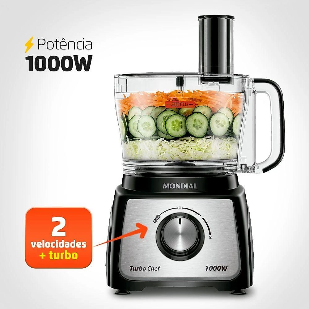 Multiprocessador Turbo Chef 7 Em 1 Mondial - Mpn-01-be Multiprocessador Mpn-01-be 127v/60hz .