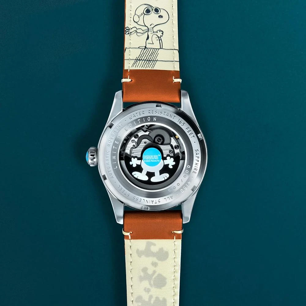 Relógio AVI-8 Spitfire Peanuts Snoopy Flying Ace Automatic Burnt Orange AV-4150-02