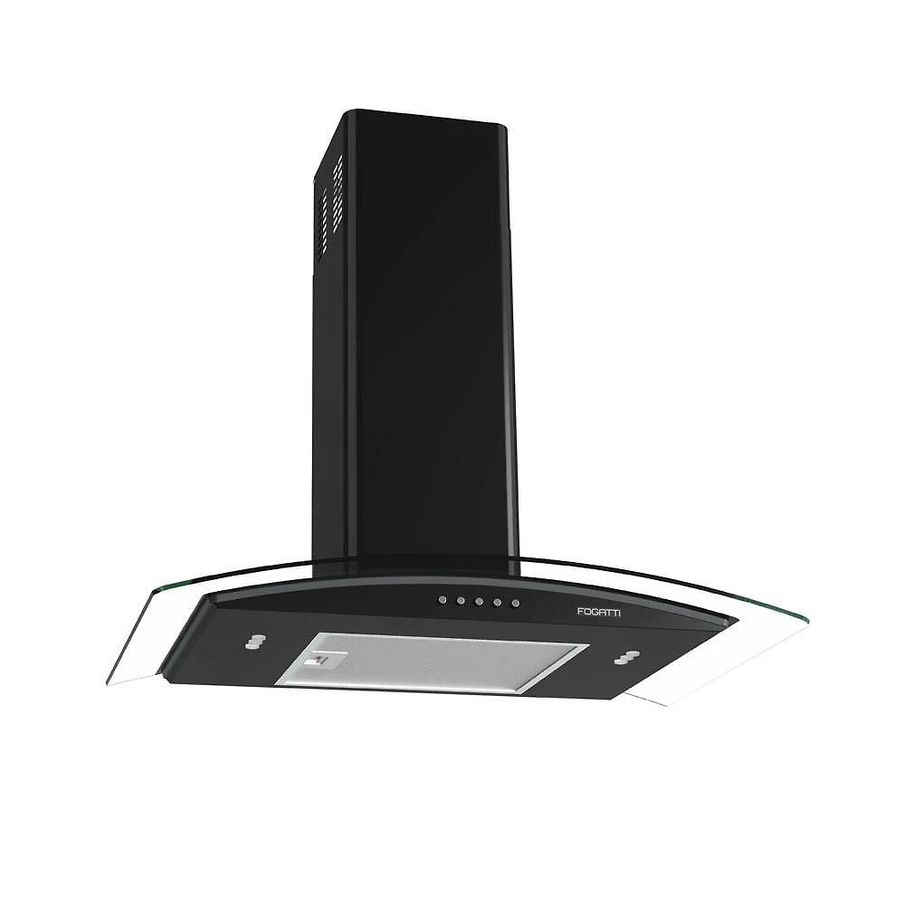 Coifa Fogatti De Parede Clean Vidro Curvo Black 70cm Preto 220V