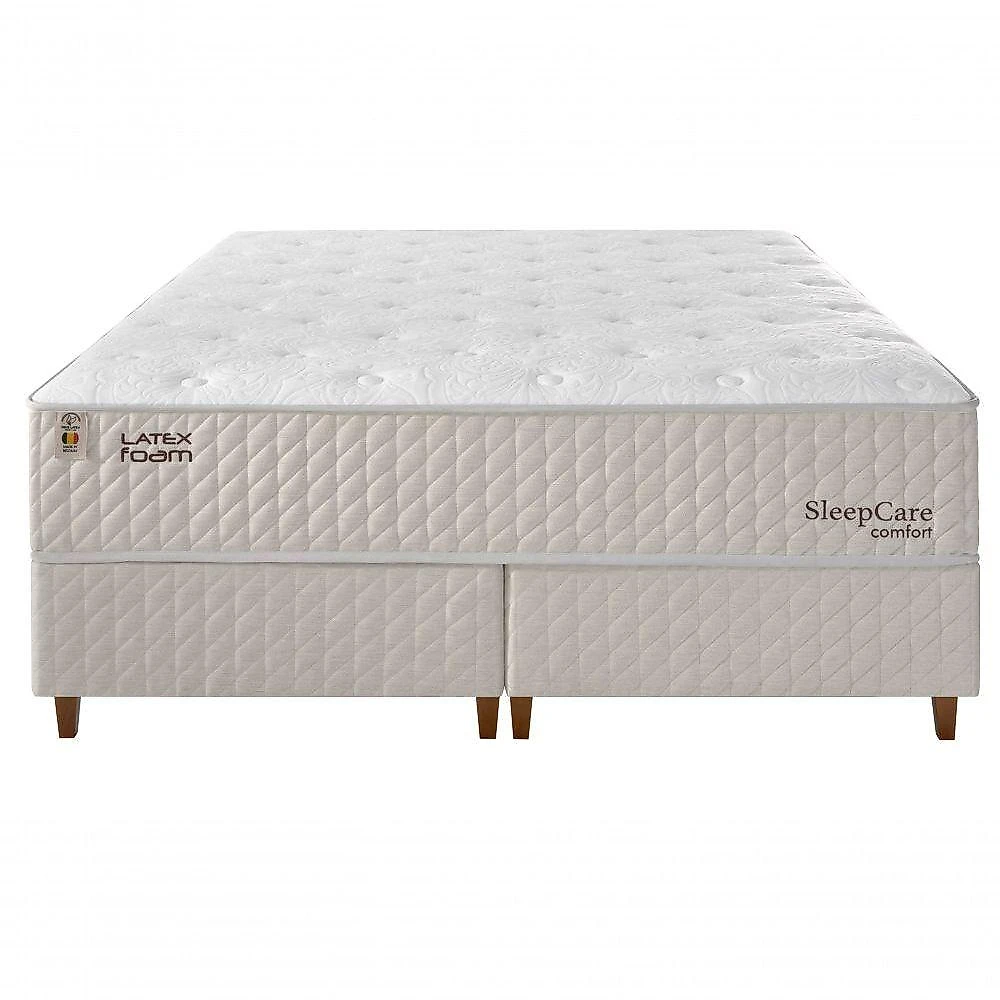 Colchão Solteiro Mola com Látex Sleep Care Confort D28 Pillow Top 96x203CM Branco Latex Foam