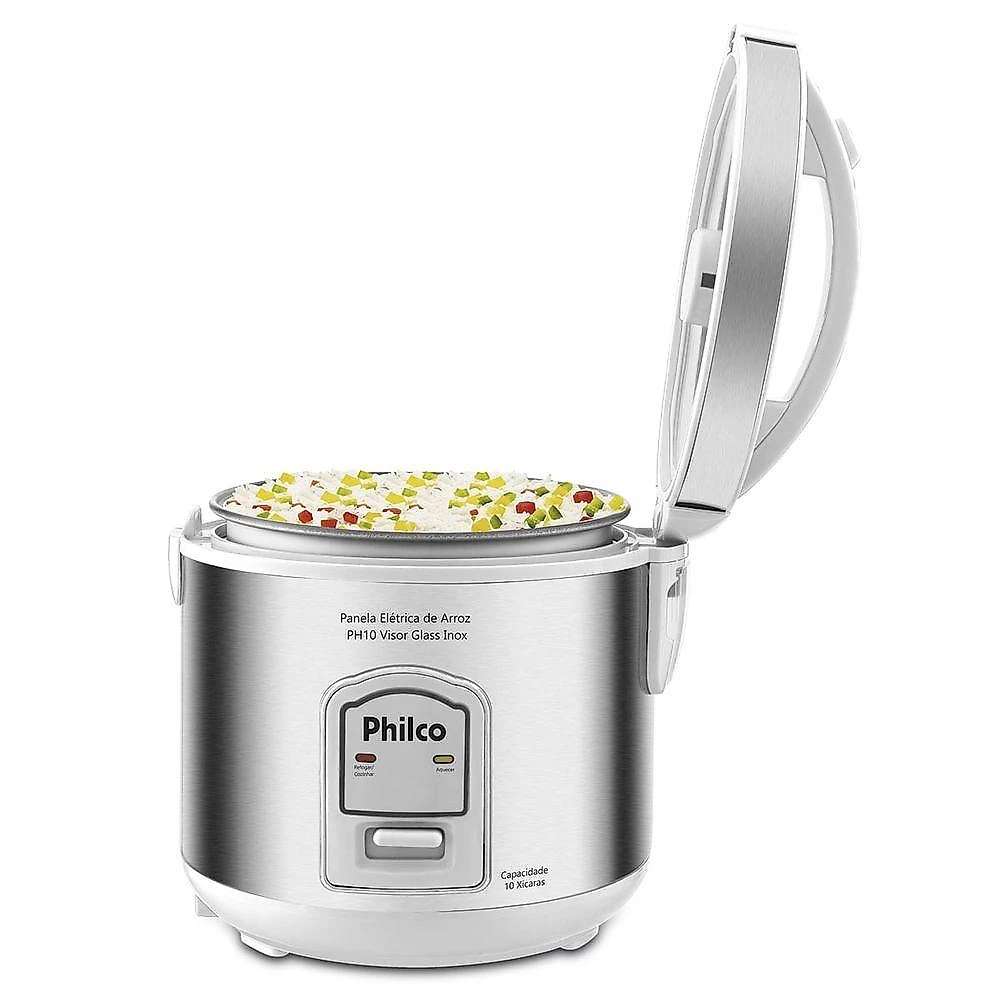 Panela de Arroz Elétrica Philco PH10B Inox Branco 10 Xícaras 220V