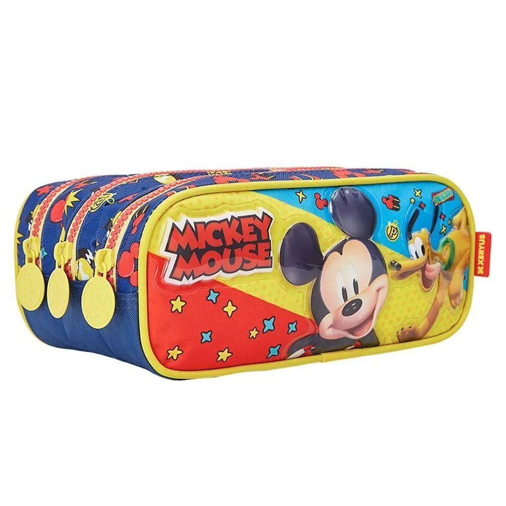 Estojo Triplo Infantil Xeryus 13275 Mickey Mouse Disney 3 Compartimentos Vermelho