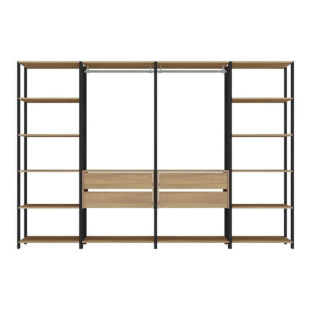 Guarda-roupa Closet Modulado Texas 4 Gavetas 270cm Multimóveis Mp4787 Preto/madeirado