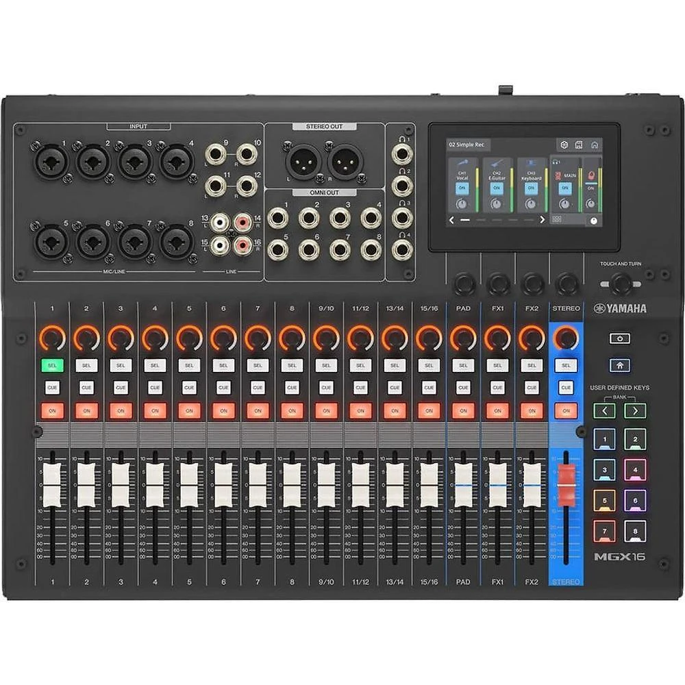 Mesa de Som Digital Yamaha MGX16 16 Canais Tela Touch 4,3 Polegadas Preto