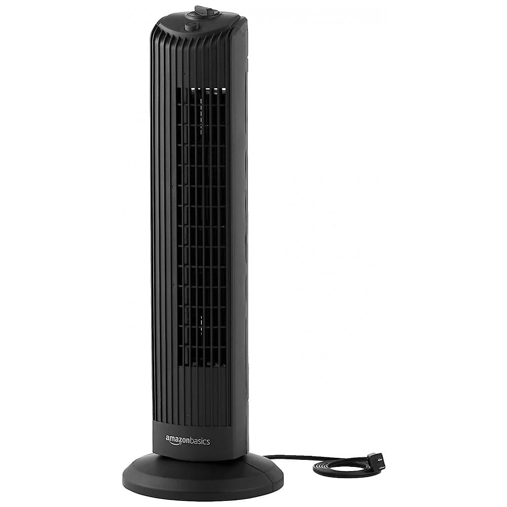 Ventilador de Torre Oscilante com 3 Velocidades e Controle Mecânico, 110V, Amz , Preto
