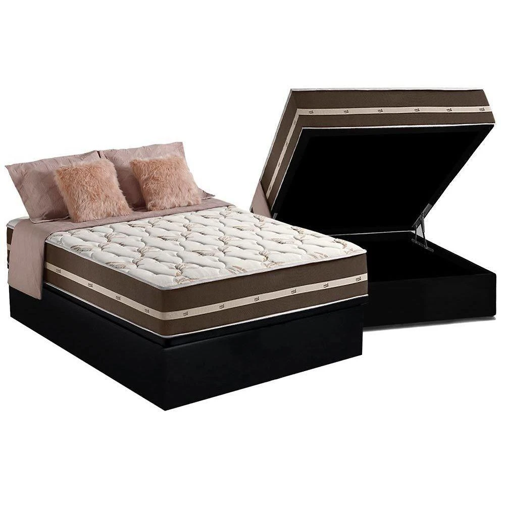 Cama Box Baú Casal: Colchão Molas Ensacadas D Angelis Anjos Superlastic Classic + Base Crc Courano Black (138x188)