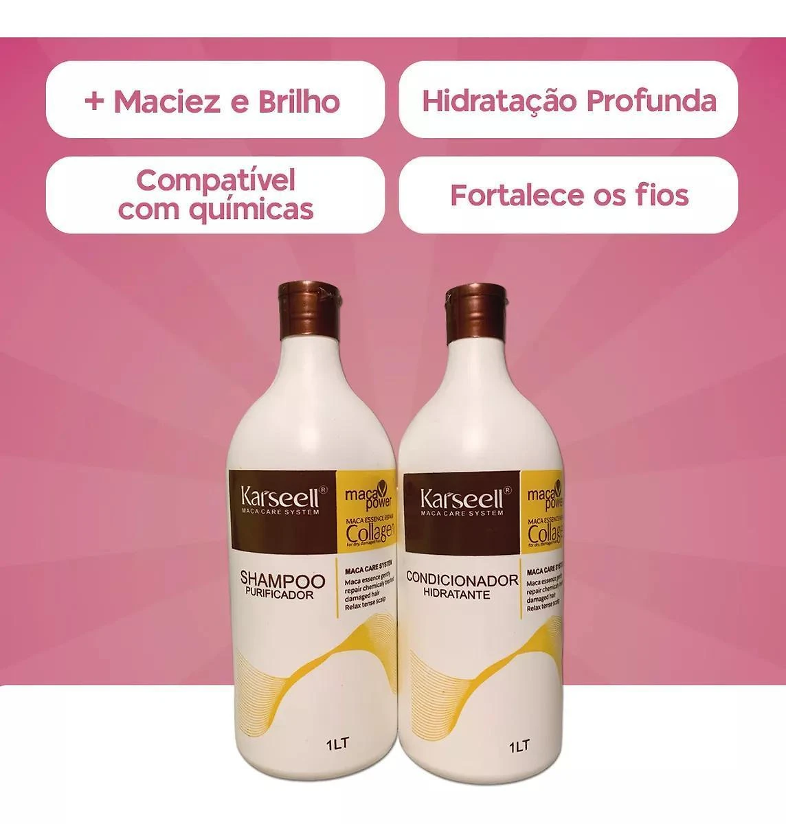 Miniatura Kit Shampoo E Condicionador Karseell Collagen Hidratação 1L