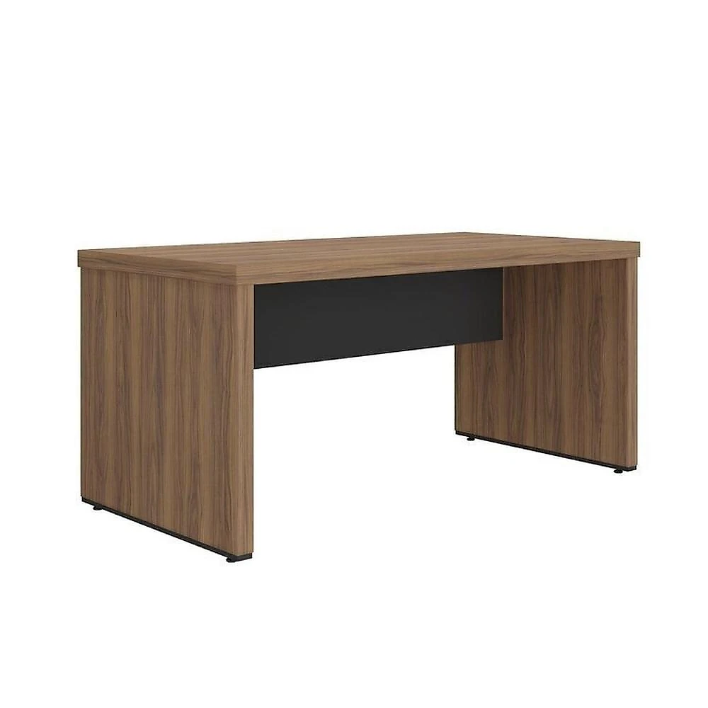 Conjunto Mesa Tamburato 1600, Mesa de Apoio, Balcão, Balcão com Gavetas e Armário Nogal com Preto