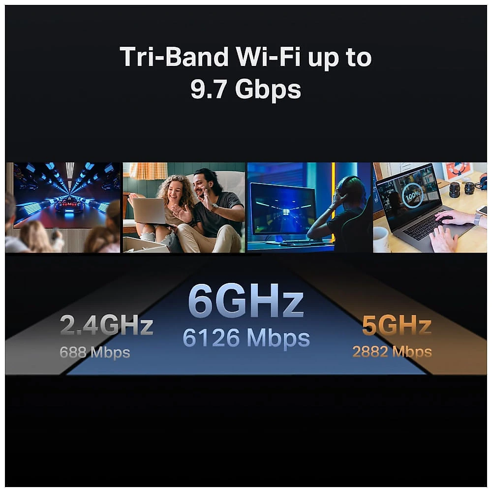 Roteador WiFi 7 Tri-Banda TP-Link Archer BE550 Pro Preto Porta 10G + 4 Portas 2.5G BE9700