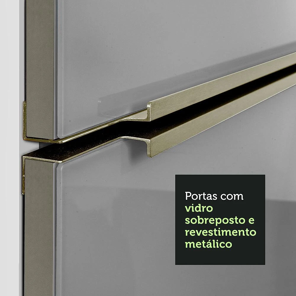 Armário de Cozinha Completa 240cm Branco/Cinza Lux Madesa 05 Branco/Cinza