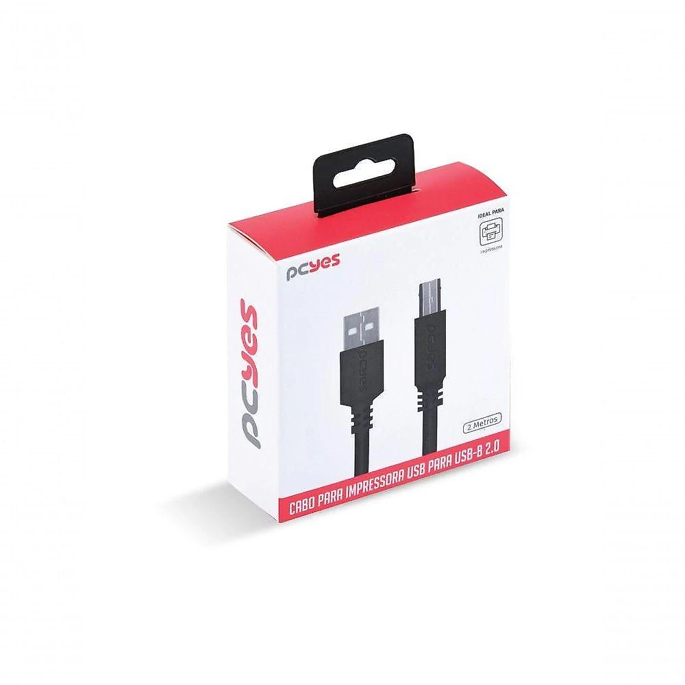 Cabo Usb para Impressora PUABM2-2 Metros Cobre Puro 24 + 28 Awg Alta Transferência Pcyes