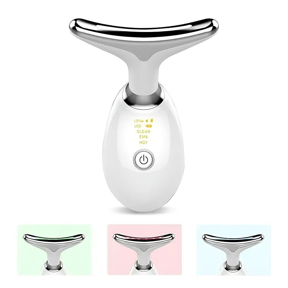 Massageador Facial Elétrico Pescoço Face Firmeza Usb - Ideal Para Cuidados Diários Branco