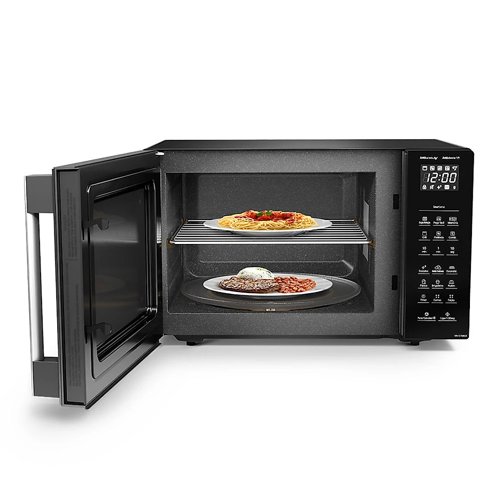 Microondas Panasonic Com SmartSense e Dupla Refeição 30L Preto - NN-GT68LBRU 110v