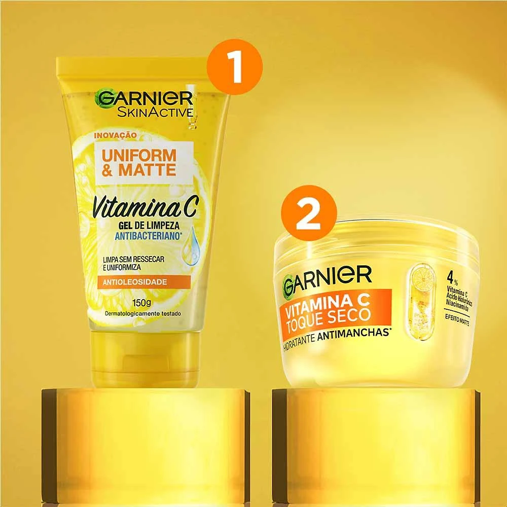 Garnier skin vitamina c kit - gel de limpeza facial antibacteriano + hidratante facial antimanchas