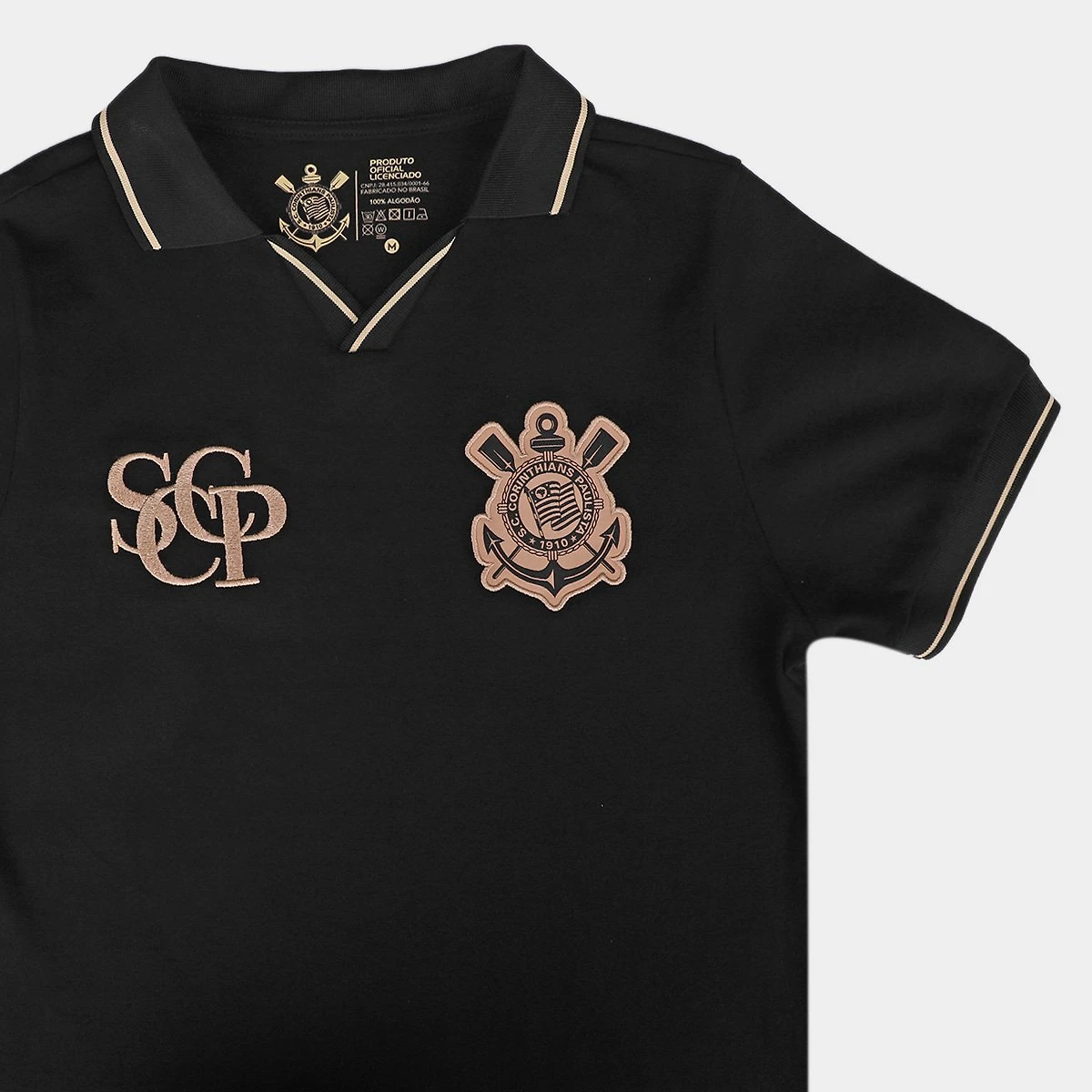 Camisa Polo Corinthians Malhão Masculina Preto - EGG