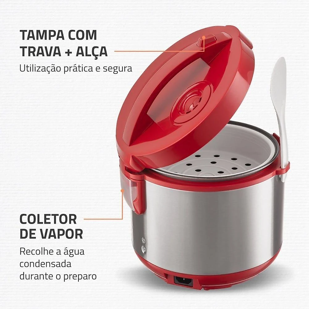 Panela Elétrica de Arroz PE-45-6X 6 Xícaras 500W com Cuba Antiaderente Inox 110V