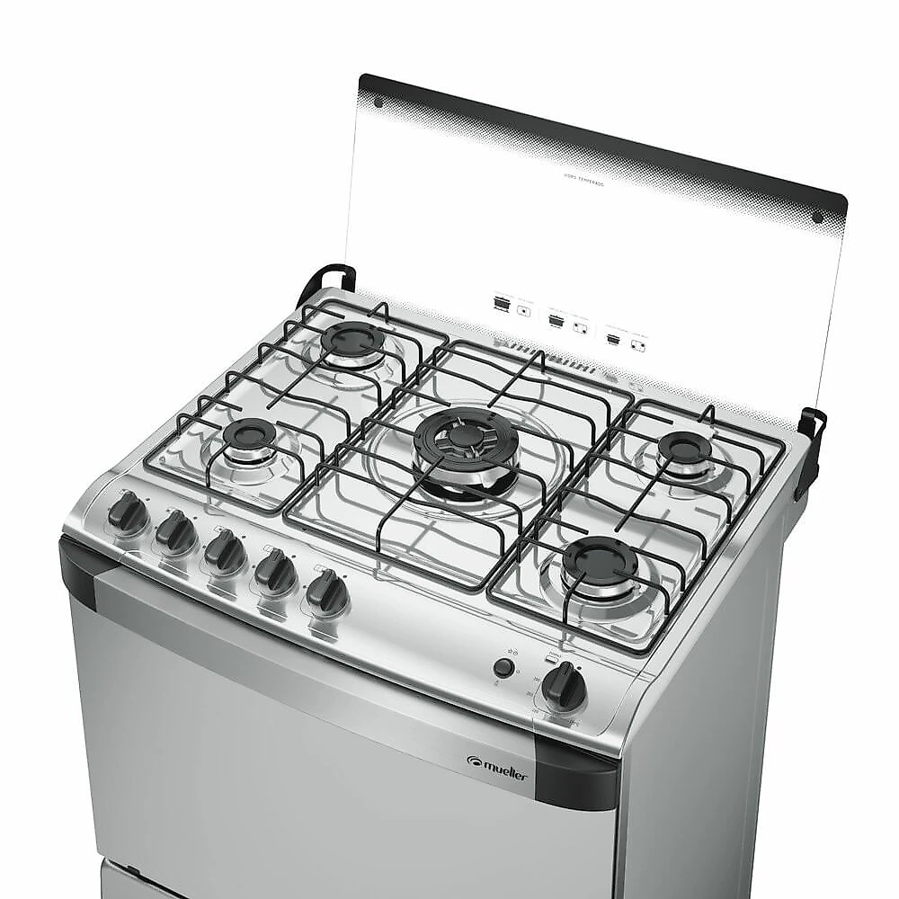 Fogão a Gás de Piso Decorato G3 5 Bocas Mueller Inox - Bivolt