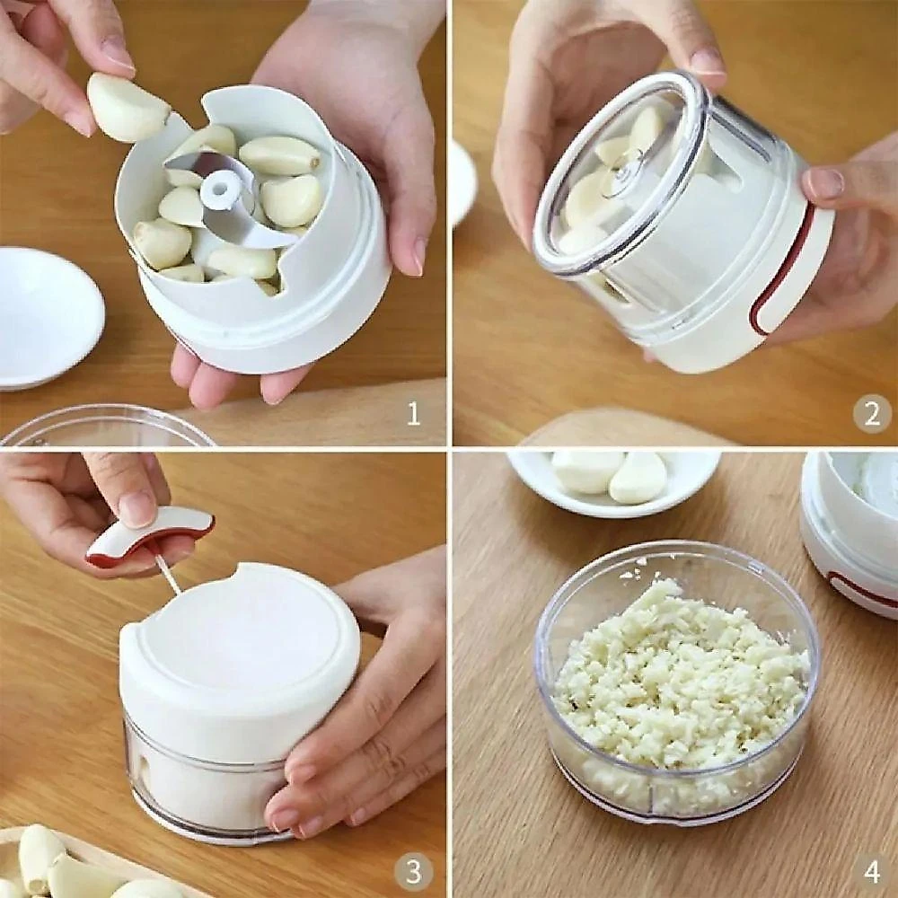 Mini Multiprocessador Triturador Manual 2 Lâminas Inox Alho P