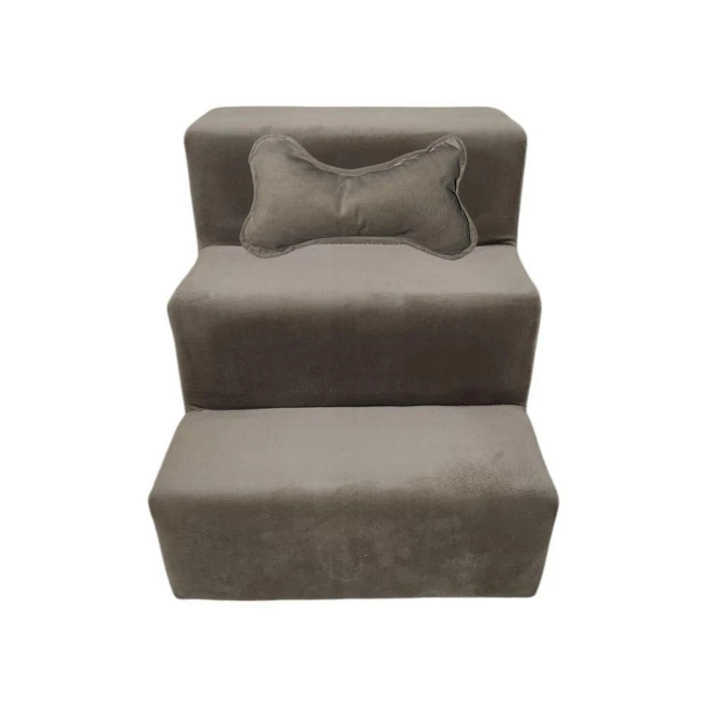 Escada Para Pet 3 Degraus Veludo Para Gatos E Cachorros Cappuccino