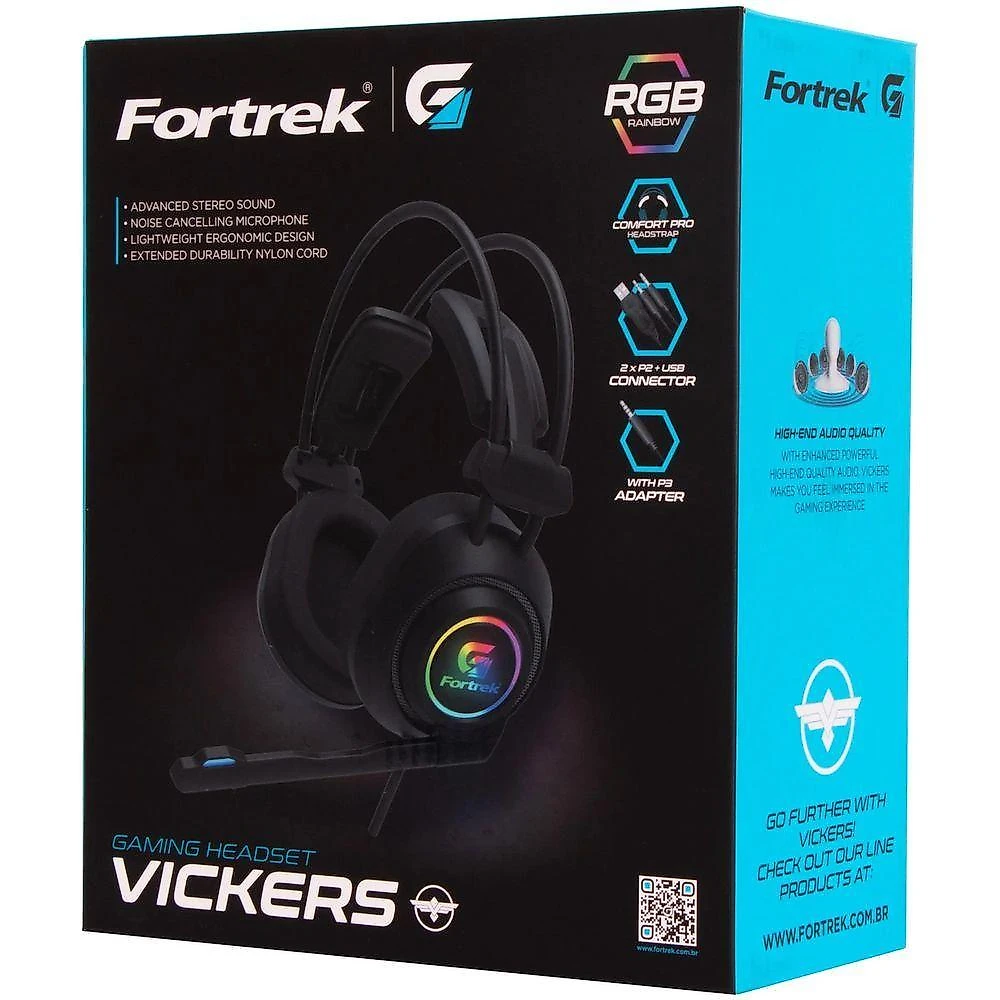 Headset Gamer Rgb Vickers Preto Fortrek