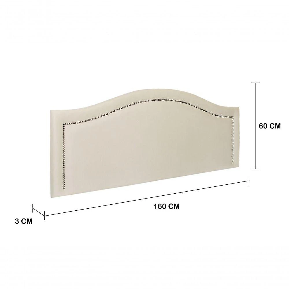 Miniatura Cabeceira Queen Curva Luxo 160x60 Suede Off White - Tachas Prata
